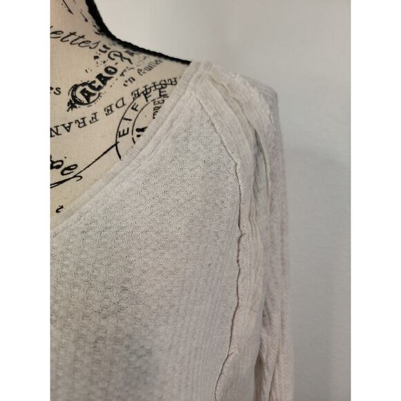 Free People Sz XS Tunic Thermal Top Waffle Knit Ivory Oversized - Picture 4 of 8